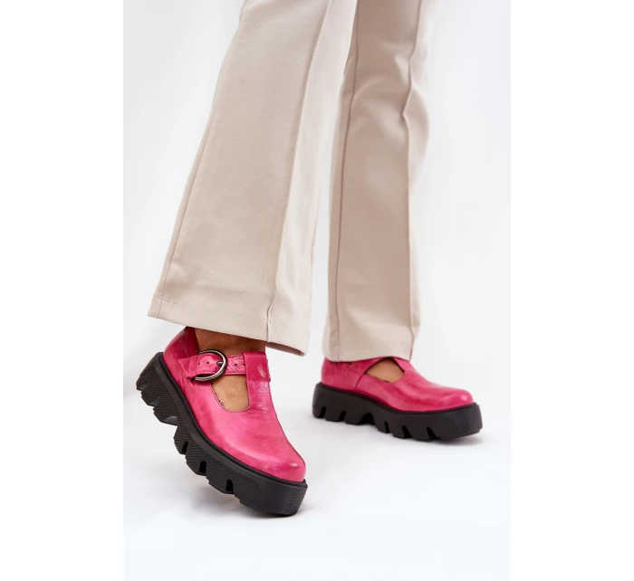 Lakované Kožené Polobotky S Přezkou model 21686537 Fuchsie - Zazoo Lakované Kožené Polobotky S Přezkou model 21686537 Fuchsie - Zazoo