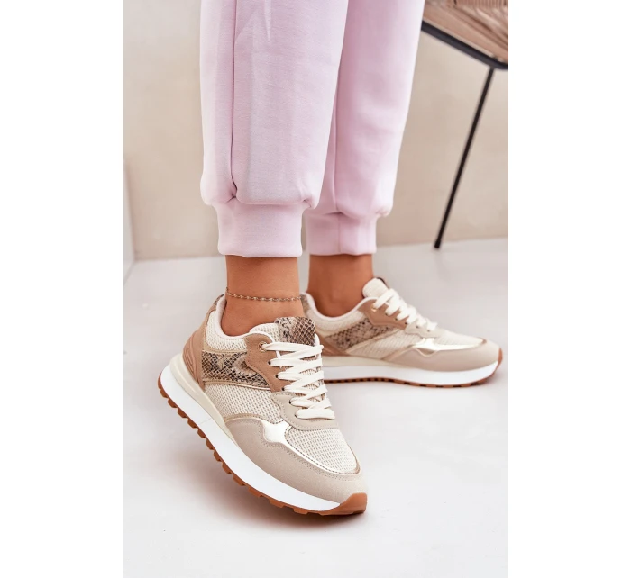 Dámské Sportovní Boty Na Platformě Zvířecí Vzor Béžové Davinara Dámské Sportovní Boty Na Platformě Zvířecí Vzor Béžové Davinara