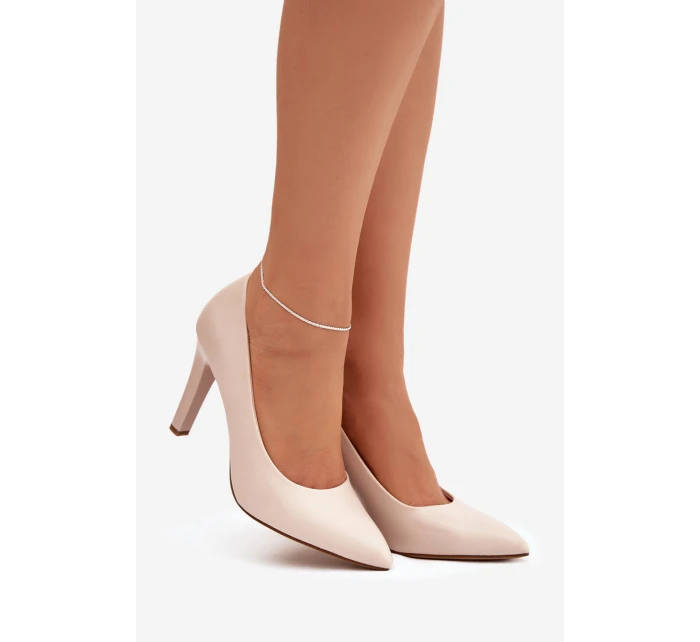 Dámské eko-kožené lodičky Sergio Leone – světle béžové Dámské eko-kožené lodičky Sergio Leone – světle béžové