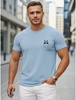 Pánské bavlněné tričko s malým potiskem, světle modré, FashionStreet NX5131R Pánské bavlněné tričko s malým potiskem, světle modré, FashionStreet NX5131R