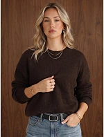 Dámský oversize svetr s vlnou, čokoládová barva, FashionStreet MY2650 Dámský oversize svetr s vlnou, čokoládová barva, FashionStreet MY2650