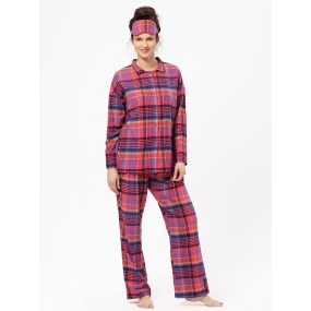 Pyžamo Key LNS 483 B24 Flanelové dlouhé/r S-XL dámské rozepínací