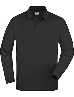 Daiber JN 22 Piqué polo s dlouhým rukávem z těžké bavlny 02.0022 black