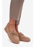 Polobotky Mokasíny Dámské Ploché Svázané Béžové Zalina