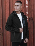 Pánská přechodná softshellová bunda s kapucí černá Dstreet model 21980008 - FashionStreet Pánská přechodná softshellová bunda s kapucí černá Dstreet model 21980008 - FashionStreet