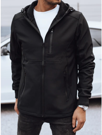 Pánská přechodná softshellová bunda s kapucí černá Dstreet TX4819 Pánská přechodná softshellová bunda s kapucí černá Dstreet TX4819