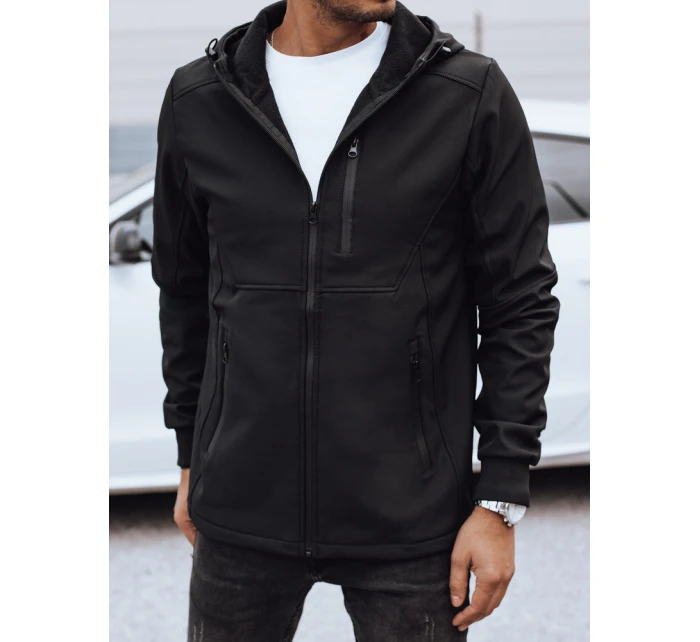 Pánská přechodná softshellová bunda s kapucí černá Dstreet TX4819 Pánská přechodná softshellová bunda s kapucí černá Dstreet TX4819