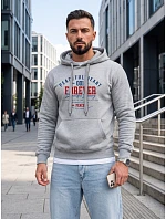 Pánská mikina s kapucí a kapsou na hrudi s potiskem, světle šedá, FashionStreet NX5150BX Pánská mikina s kapucí a kapsou na hrudi s potiskem, světle šedá, FashionStreet NX5150BX