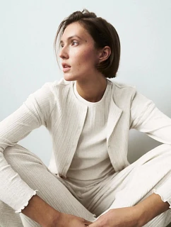 model 22302818 Rib Cardigan LSL Silk White  Silk White - Triumph