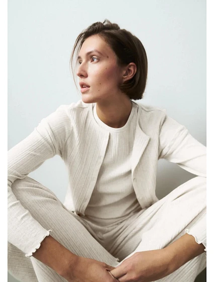 model 22302818 Rib Cardigan LSL Silk White  Silk White - Triumph