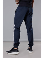 Tmavě modro-bílé pánské teplákové kalhoty se vsadkami (8K172)