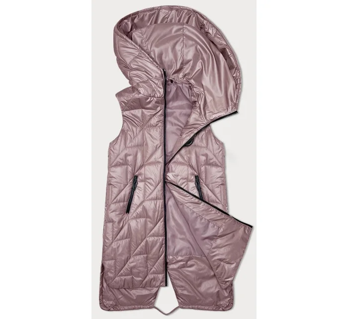 Růžová prošívaná dámská vesta s asymetrickou spodní částí S'West (B8237-81) Růžová prošívaná dámská vesta s asymetrickou spodní částí S'West (B8237-81)