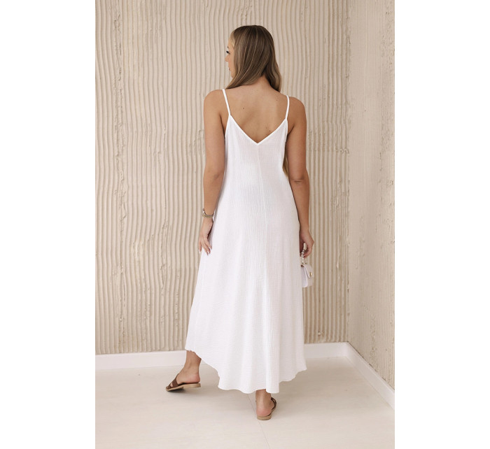Mušelínové šaty na ramínka bílý
