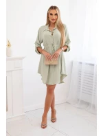 Šaty se zapínáním na knoflíky a zavazováním v pase tmavá máta