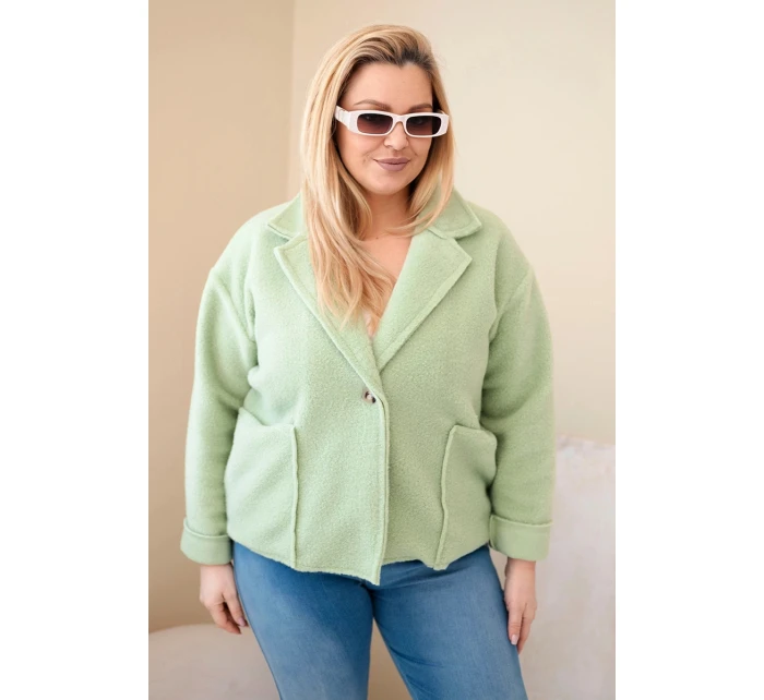 Dámská bunda Plus Size s  a kapsami mátová model 21908695 - K-Fashion