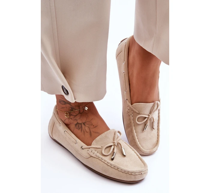 Dámské semišové mokasíny béžové model 21625521 - Boto Dámské semišové mokasíny béžové model 21625521 - Boto
