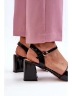 Elegantní Lakované Sandály Na Podpatku Černé D&A MR38-660 Elegantní Lakované Sandály Na Podpatku Černé D&A MR38-660