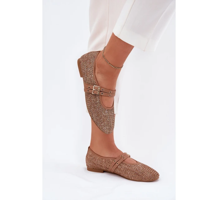 Baleríny S Pletením A Pásky Khaki model 21699466 - Boto