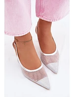 Calora Stříbrné Síťované Sandály Na Úzkém Podpatku Calora Stříbrné Síťované Sandály Na Úzkém Podpatku