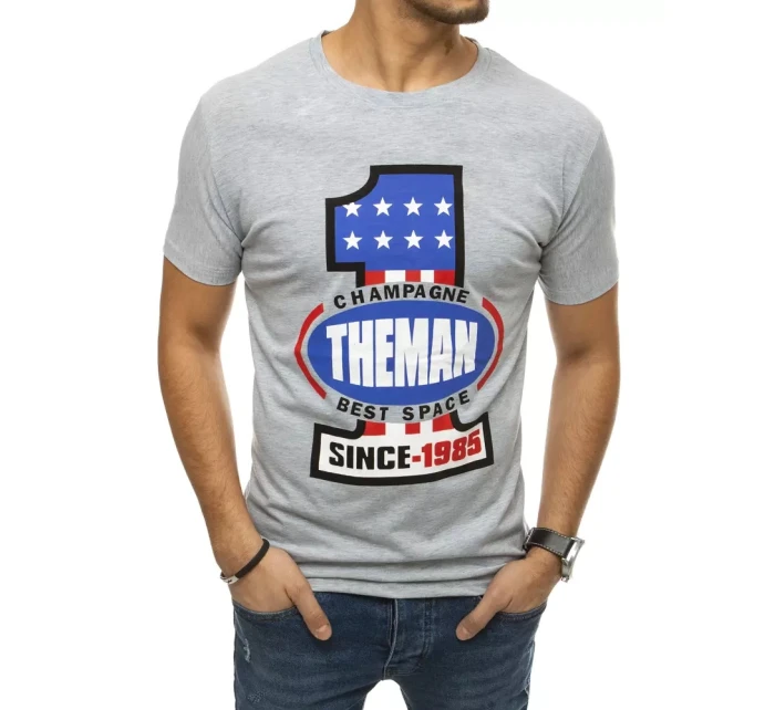 Pánské tričko s potiskem šedé model 21962705 - Dstreet