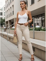 Jeansy damskie skinny z wysokim stanem z paskiem ecru model 22161459 - FashionStreet Jeansy damskie skinny z wysokim stanem z paskiem ecru model 22161459 - FashionStreet