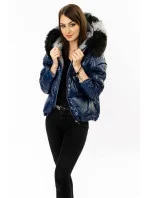 Tmavě modro-šedá oboustranná dámská bunda (b9555) Tmavě modro-šedá oboustranná dámská bunda (b9555)