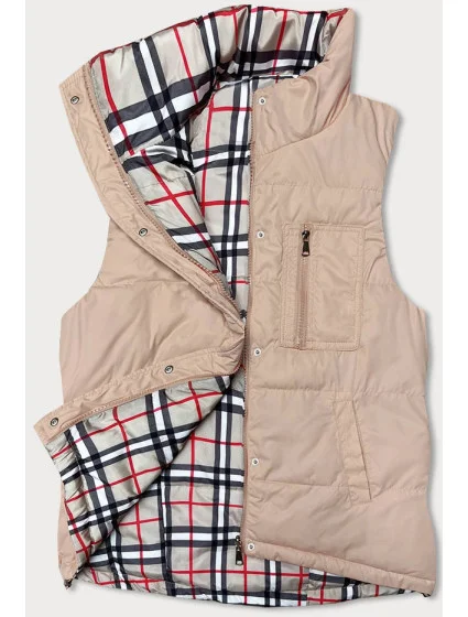 Světle béžová oboustranná dámská vesta model 18471356 - Miss TiTi Světle béžová oboustranná dámská vesta model 18471356 - Miss TiTi