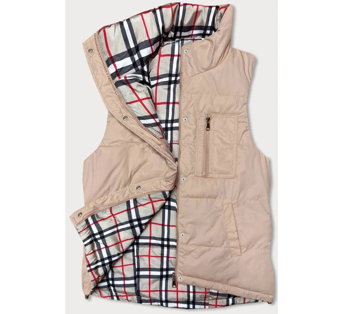 Světle béžová oboustranná dámská vesta model 18471356 - Miss TiTi Světle béžová oboustranná dámská vesta model 18471356 - Miss TiTi