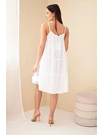 Dámské bavlněné šaty na ramínka s volánky bílá