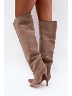 Dámské kozačky na podpatku Khaki model 22303579 - Boto