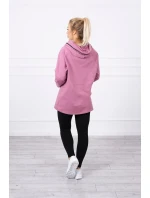 Tmavě růžová tunika na zip s kapucí Oversize