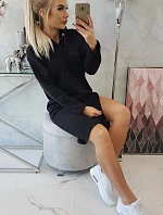 Šaty s kapucí a bočním rozparkem černé