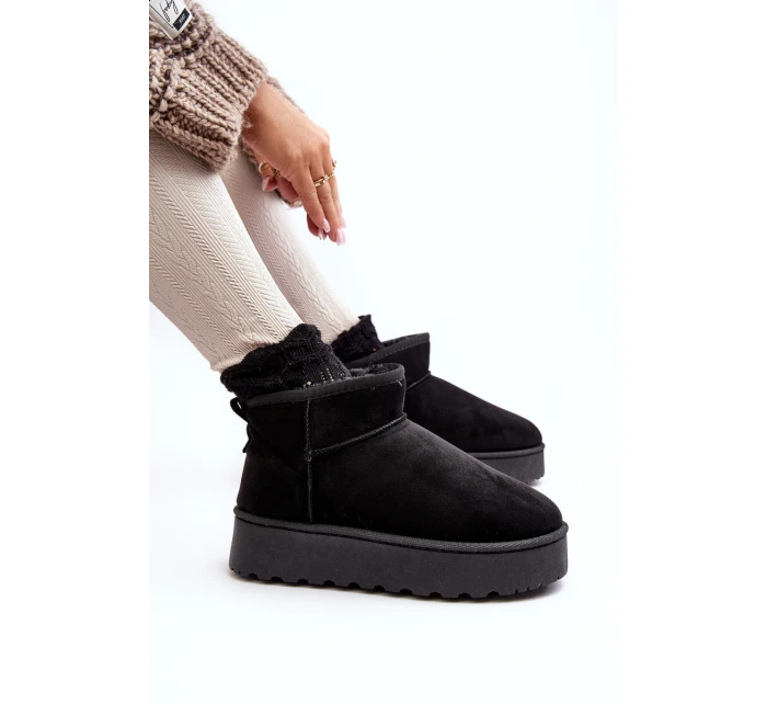 Ženy Sněhové Boty Na Platformě Oteplené Futerkem Černá Xamella