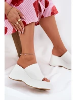 Eko Kožené Pantofle Dámské Na Platformě A Klínu Bílé model 21688543 - Boto