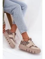 Semišové zateplené dámské tenisky na masivní platformě béžové model 21707642 - VINCEZA Semišové zateplené dámské tenisky na masivní platformě béžové model 21707642 - VINCEZA