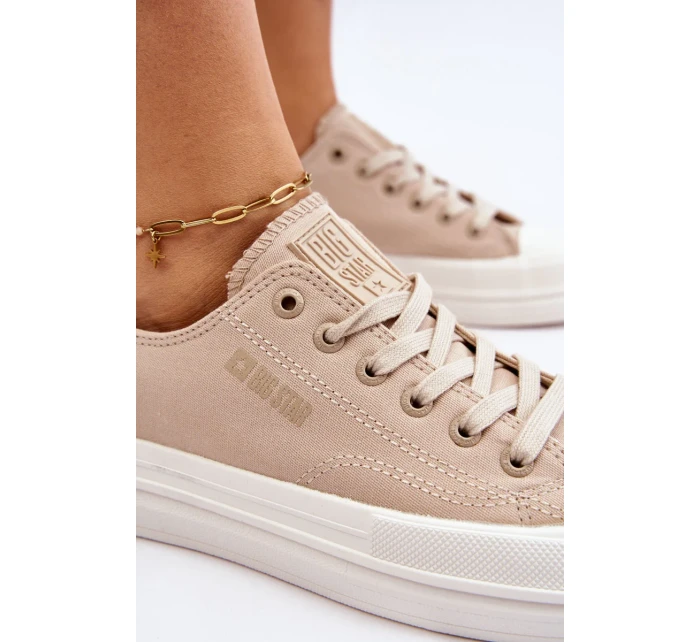 Nízké šněrovací tenisky Big Star LL274969 Béžové Nízké šněrovací tenisky Big Star LL274969 Béžové