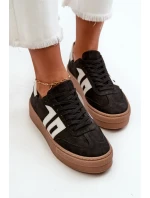 Dámské kožené tenisky Zazoo na platformě černé