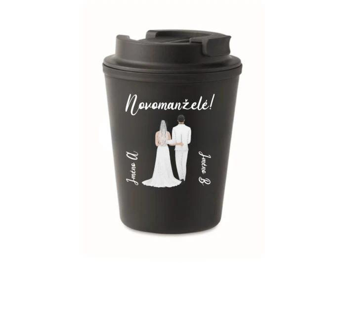Personalizovaný cestovní termohrnek s novomanželským párem Personalizovaný cestovní termohrnek s novomanželským párem