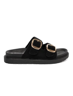 Komfortní dámské  nazouváky černé platforma