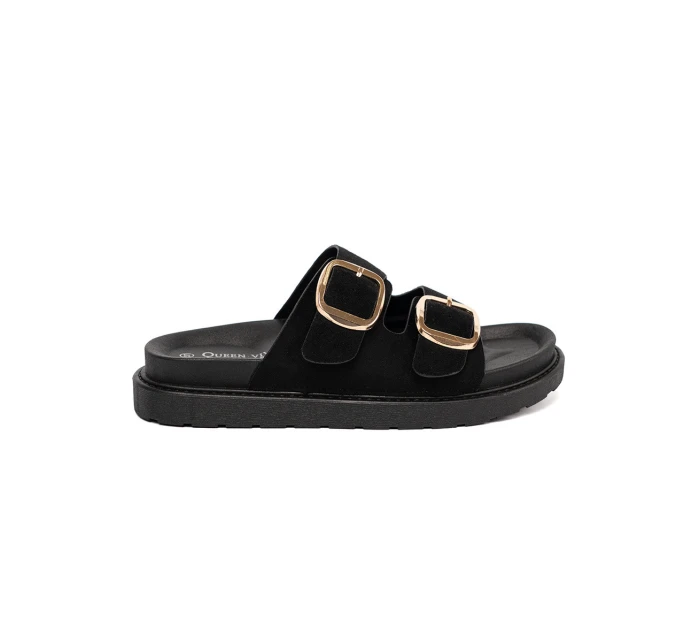 Komfortní dámské  nazouváky černé platforma