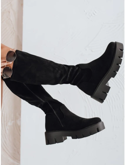 Dámské semišové boty na platformě černé FashionStreet ZY1103