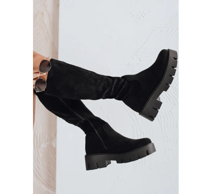 Dámské semišové boty na platformě černé FashionStreet ZY1103