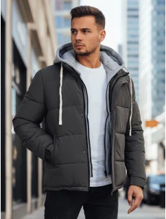 Pánská prošívaná zimní bunda s kapucí tmavě šedá FashionStreet TX5103
