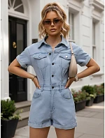 Krátká dámská džínová kombinéza, světle modrá, FashionStreet EY2655 Krátká dámská džínová kombinéza, světle modrá, FashionStreet EY2655