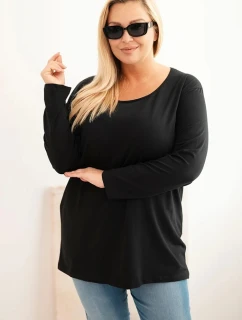 Dámská blůza Plus Size s lodičkovým výstřihem černá