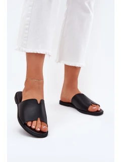 Dámské Pantofle Z Eko Kůže Na Plochém Podpatku Černé Kalimira