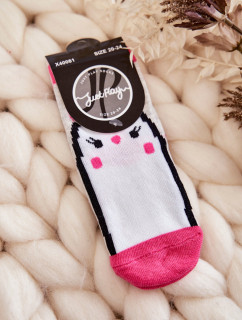 Dětské klasické bavlněné ponožky šedo-růžové