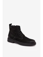 Pánské kožené zateplené kotníkové boty Big Star  na zip – černé