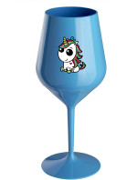 DUHOVÝ JEDNOROŽEC - modrá nerozbitná sklenice na víno 470 ml