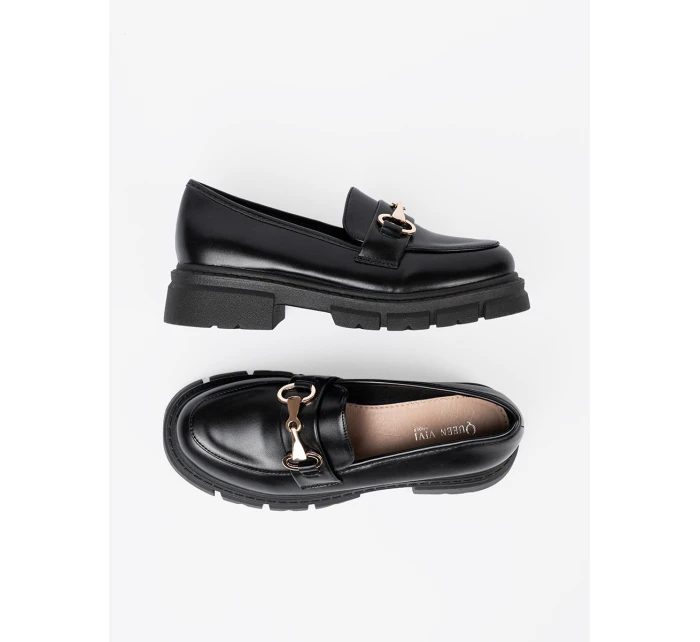 Krásné dámské černé mokasíny platforma Krásné dámské černé mokasíny platforma